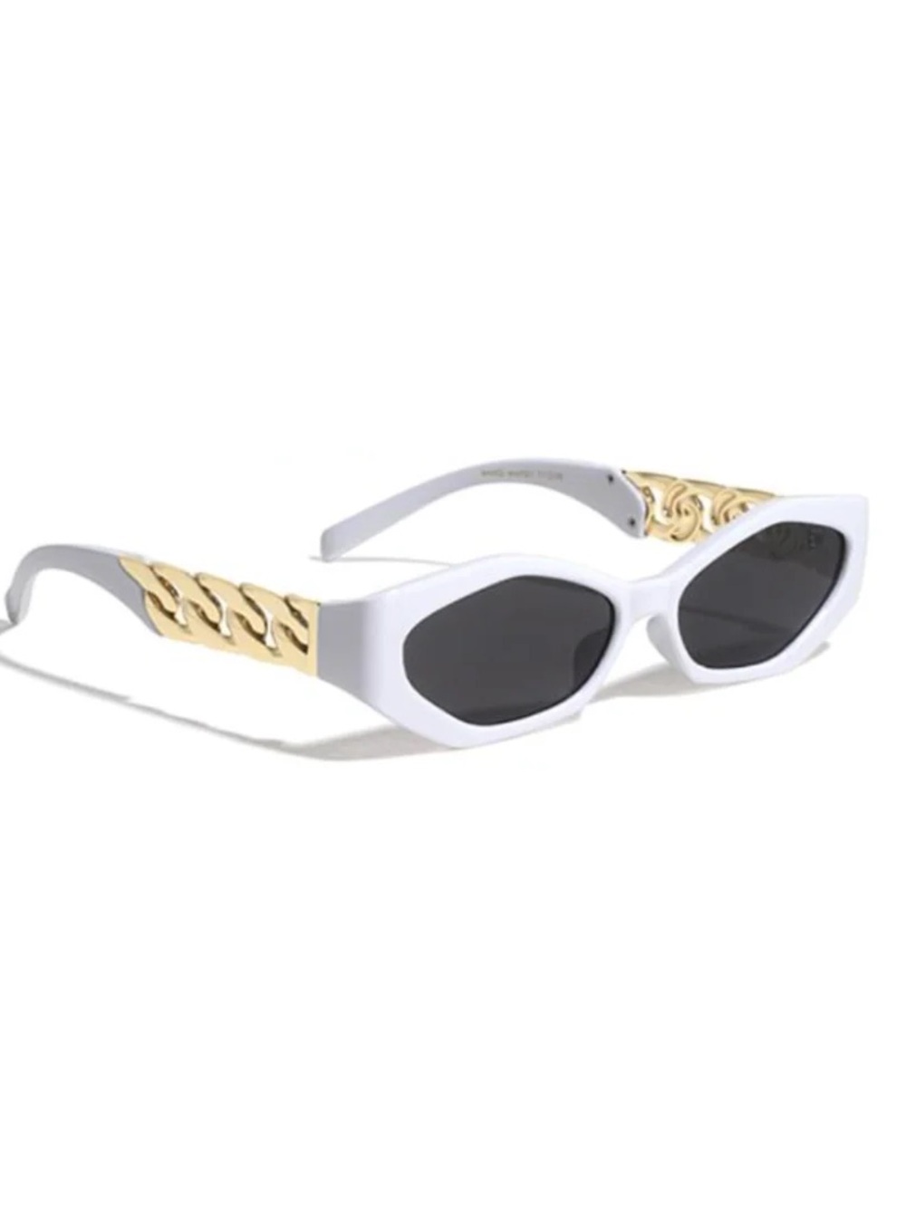White and Gold Cats Eye Sun Glasses